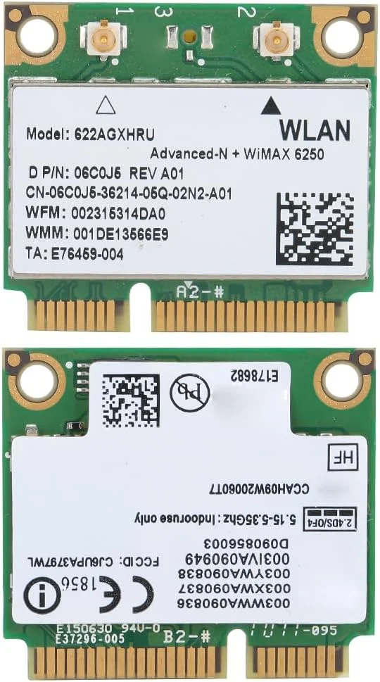 کارت شبکه بی‌سیم 300Mbps دو بانده 2.4/5GHZ، کارت وای فای MINI PCIE برای 6250AN 622ANXHMW