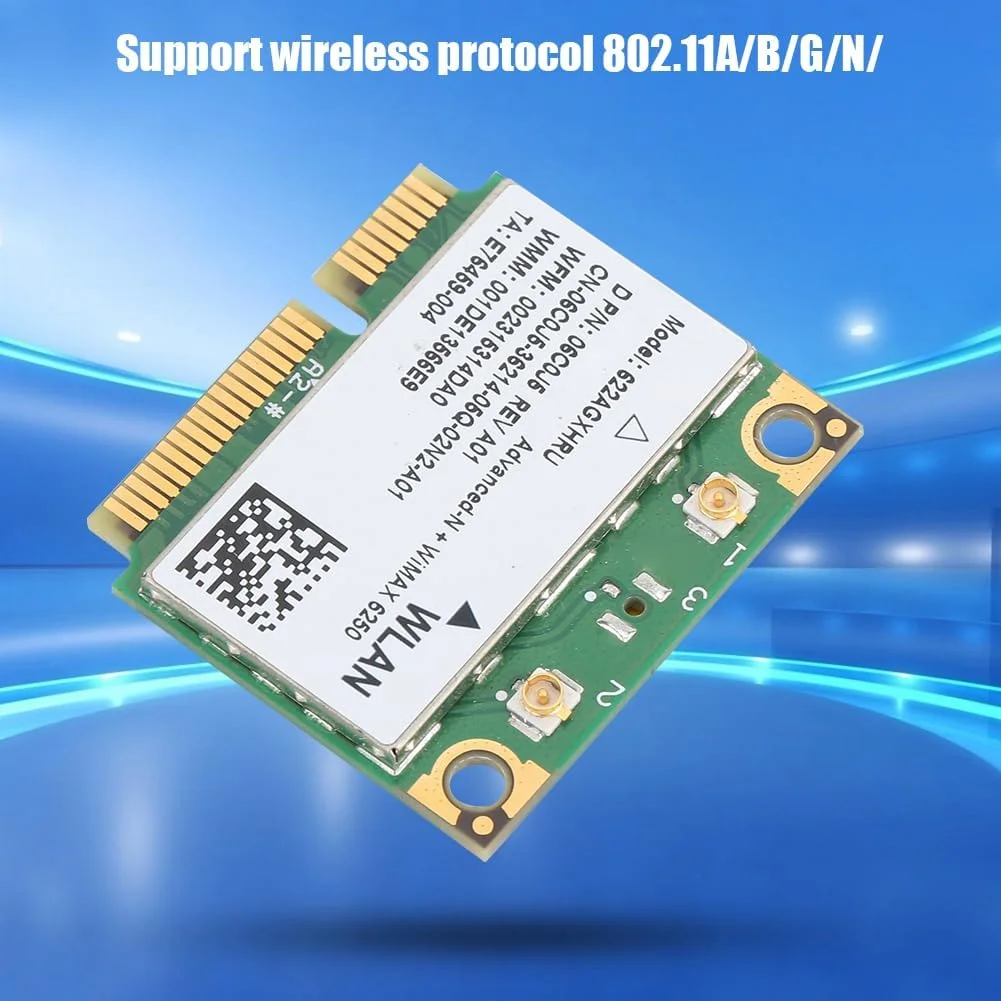 کارت شبکه بی‌سیم 300Mbps دو بانده 2.4/5GHZ، کارت وای فای MINI PCIE برای 6250AN 622ANXHMW