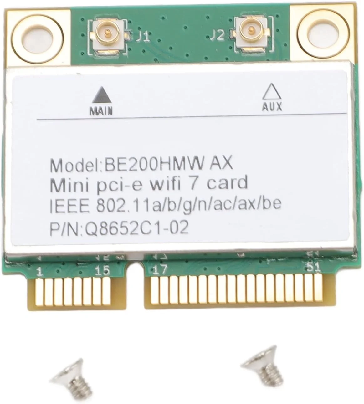 کارت شبکه وایرلس WiFi 7، کارت WLAN PCIE، آداپتور WLAN دو بانده PCIe با سرعت 8774 مگابیت بر ثانیه BT 5.4 802.11A B G N AC AX PCI Express BE200HMW برای کامپیوتر (بدون آنتن)
