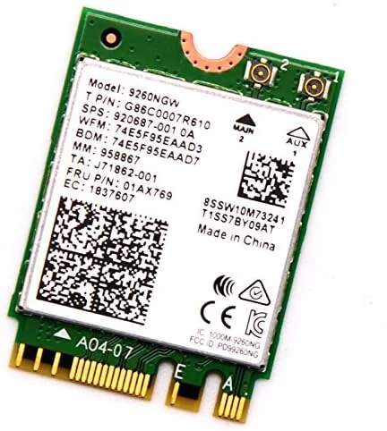 آداپتور وایرلس-AC 9260NGW دو بانده 802.11ac 1730Mbps NGFFs Mini PCI-e WiFi + کارت شبکه بلوتوث 5.0 WLAN برای اینتل 9260ac