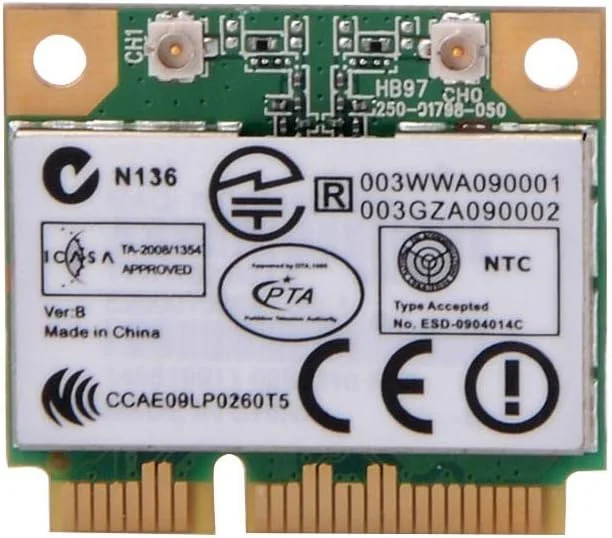 کارت آداپتور بی‌سیم Atheros AR5B97 802.11b/g/n PCI-E نیم سایز شبکه AR9287 300Mbps Wifi Mini PCIe Wlan برای DELL و ASUS