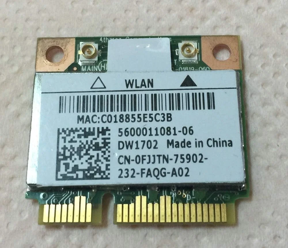 کارت آداپتور بی سیم DW1702 atheros AR5B195 Wireless-N WIFI Bluetooth BT 3.0 mini pci-e برای شبکه WLAN لپ تاپ های DELL