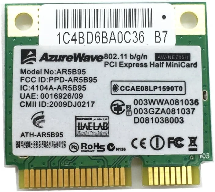 کارت شبکه وای فای بی سیم Half Mini PCI-E مدل AR5B95 AR9285 BGN PCI-E 802.11b/g/n