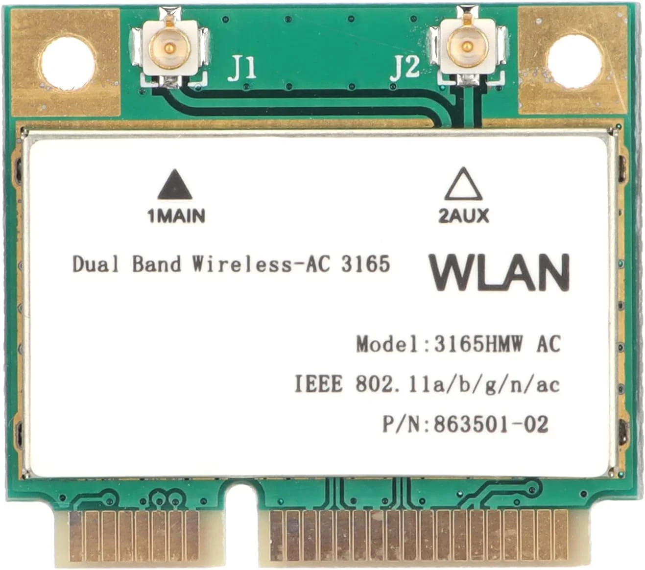 کارت وای فای مینی PCIE، کارت شبکه PCI Express بی سیم AC 3165 دو بانده، آداپتور شبکه بلوتوث 4.0 وای فای 802.11a/b/g/n/ac 3165hmw برای Win7/8/10/Linux 4.2 و نسخه های جدیدتر