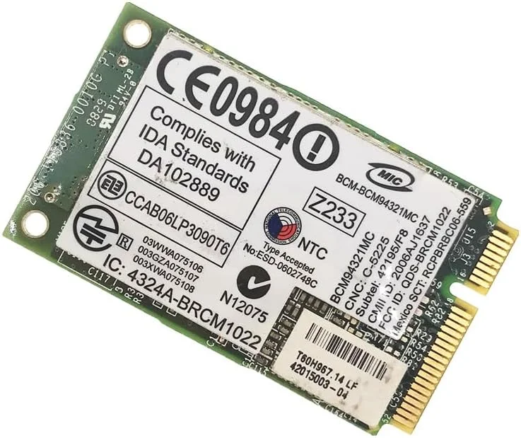 کارت شبکه وای فای Wireless-N 300Mbps برای DELLs DW1505 MX846 Broadcom BCM94321MC BCM94321 2.4G/5G 802.11a/g/n Mini PCI-E WLAN