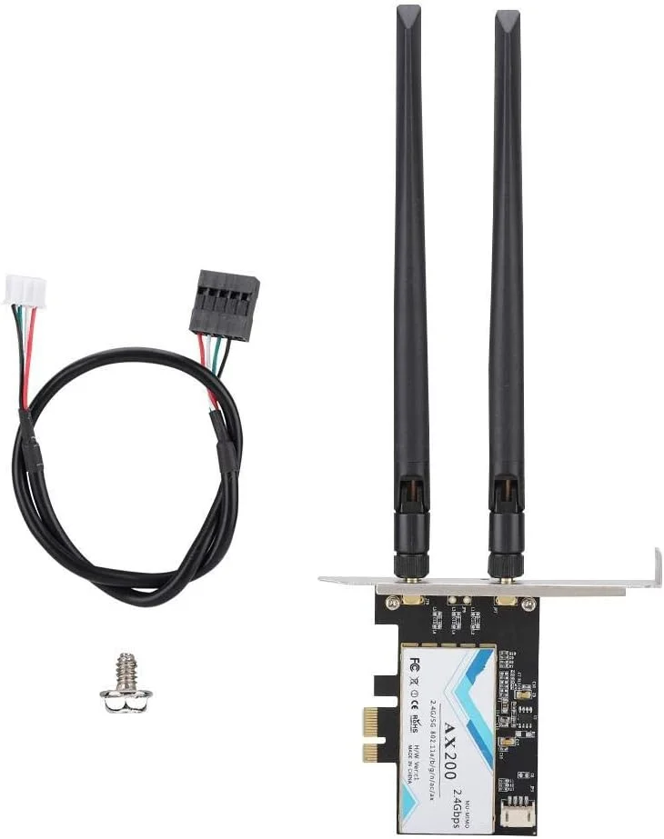 کارت شبکه بی‌سیم AX200NGW 802.11ax WiFi6 2400M PCI-E دسکتاپ با بلوتوث 5.0، کارت آداپتور شبکه بی‌سیم WiFi PCIe برای اینتل