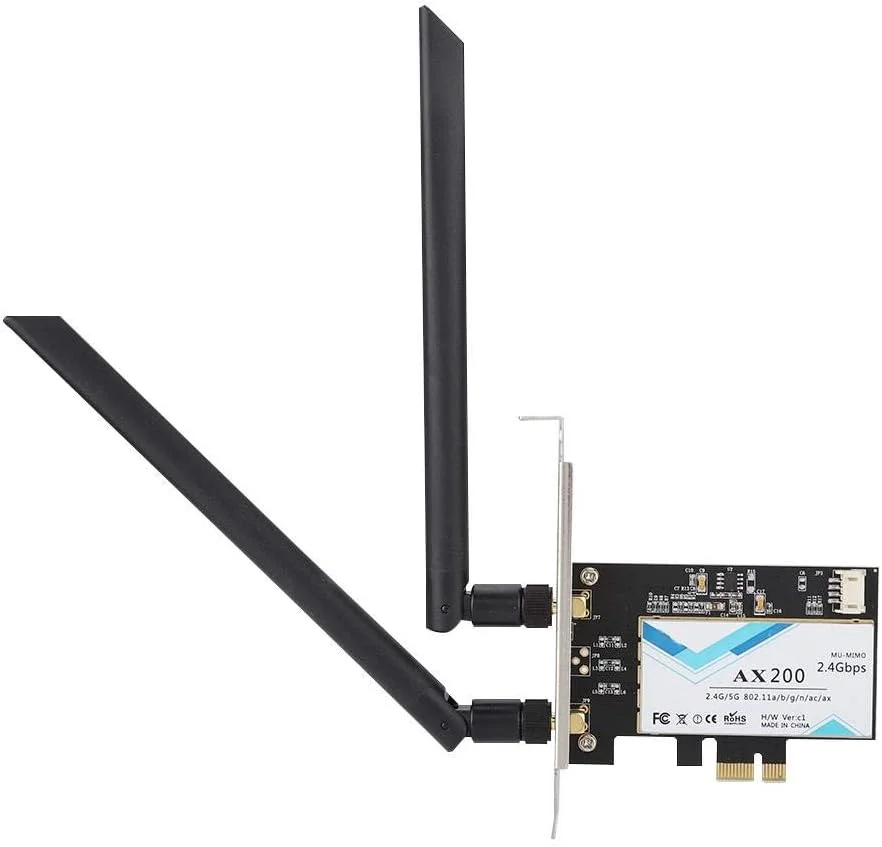 کارت شبکه بی‌سیم AX200NGW 802.11ax WiFi6 2400M PCI-E دسکتاپ با بلوتوث 5.0، کارت آداپتور شبکه بی‌سیم WiFi PCIe برای اینتل