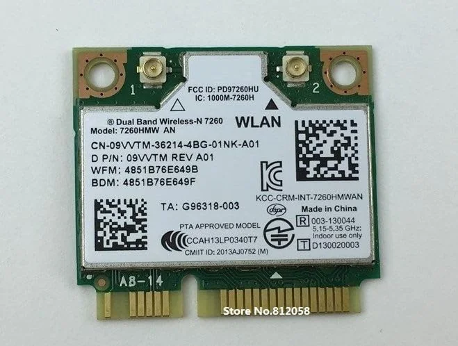 کارت شبکه بی سیم جدید برای اینتل Dual Band Wireless-N 7260 7260HMW 7260AN نیمه مینی PCI-E 2.4G/5Ghz WiFi بلوتوث 4.0