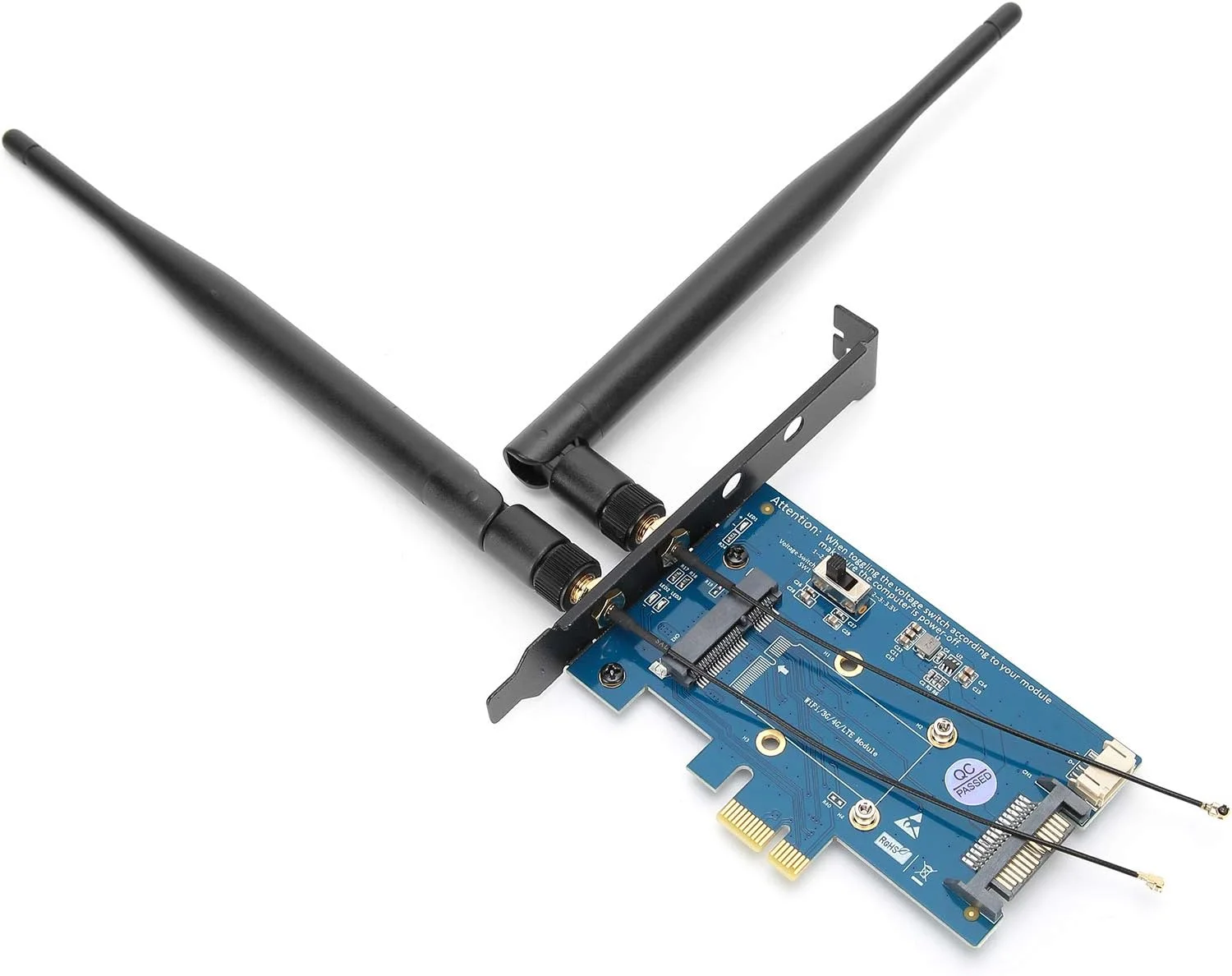 آداپتور دو بانده بی‌سیم، آداپتور Mini PCI-E به PCI-E 1X با نگهدارنده سیم کارت، آداپتور کارت Mini PCI-E دو بانده برای