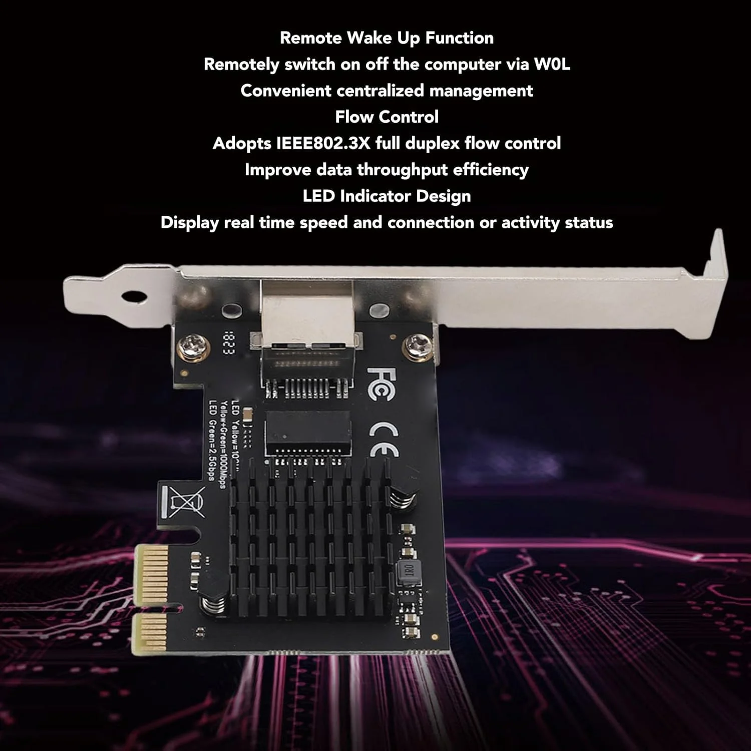 کارت شبکه PCIe برای 7، 8، 10 و 11، کارت شبکه PCI Express با پورت RJ45 گیگابیتی 2.5G RTL8125B به همراه نشانگرهای LED