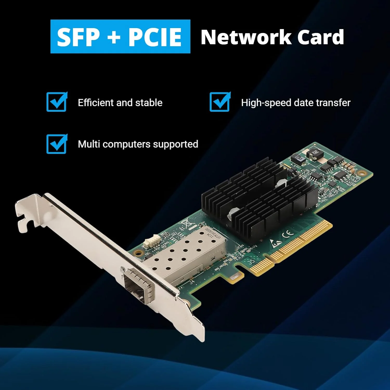 کارت شبکه ۱۰ گیگابیت بر ثانیه SFP PCIE، پشتیبانی از مادربردهای کامپیوتر، کارت شبکه اپتیکال SFP سرور، کارت آداپتور شبکه با سازگاری گسترده، مواد PCB با عمر طولانی