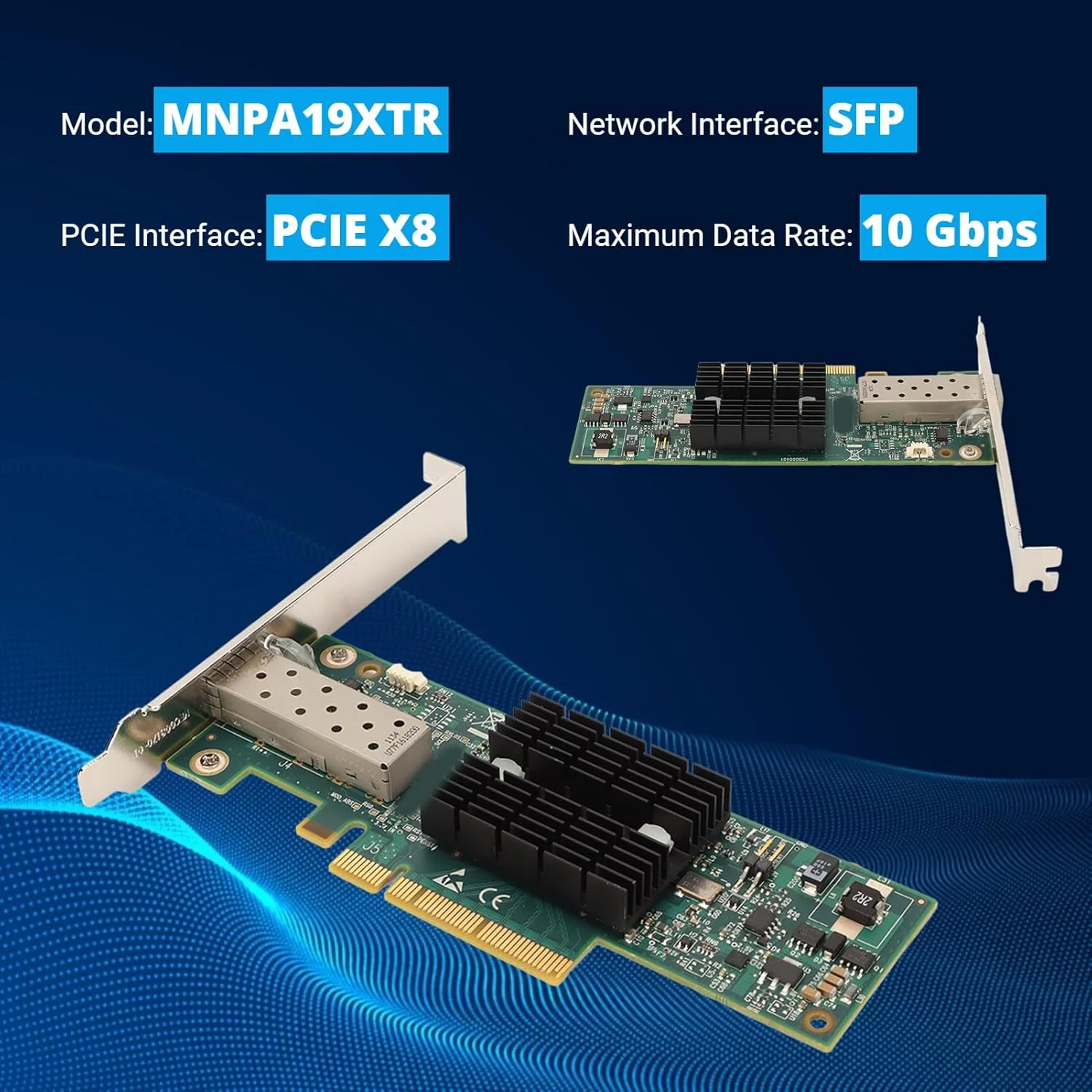 کارت شبکه ۱۰ گیگابیت بر ثانیه SFP PCIE، پشتیبانی از مادربردهای کامپیوتر، کارت شبکه اپتیکال SFP سرور، کارت آداپتور شبکه با سازگاری گسترده، مواد PCB با عمر طولانی