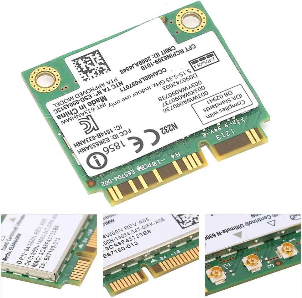 کارت شبکه YUEHISY مدل 6300، دو بانده 2.4/5 گیگاهرتز 802 A/g/n 450 مگابیت بر ثانیه، پورت Mini PCI E وای فای