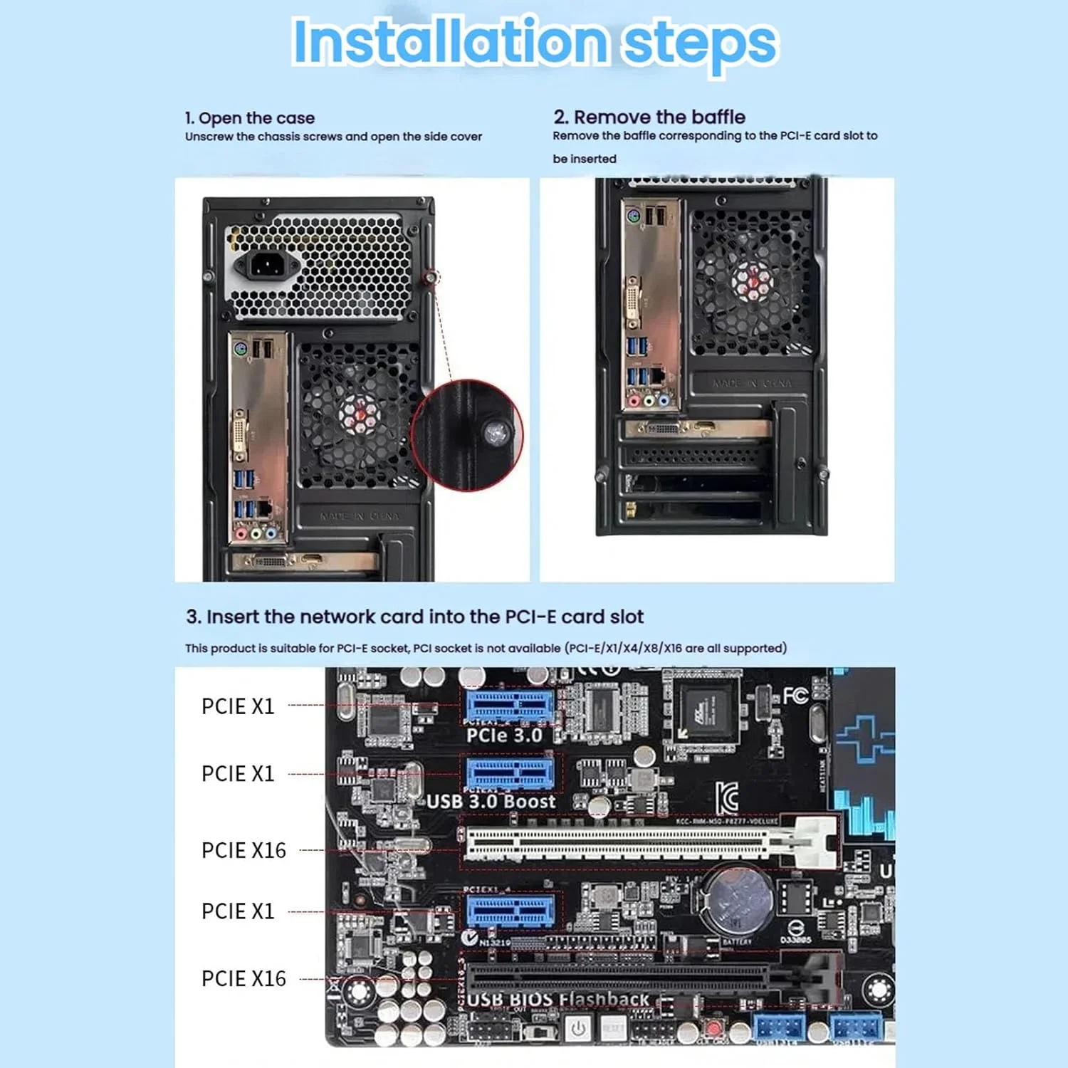 کارت شبکه وای فای 6E PCIe با سرعت 4174 مگابیت بر ثانیه به همراه بلوتوث 5.2، سه بانده 2.4/5/6 گیگاهرتز، آداپتور بی سیم برای رایانه شخصی رومیزی، برای لینوکس (آنتن 8DB)