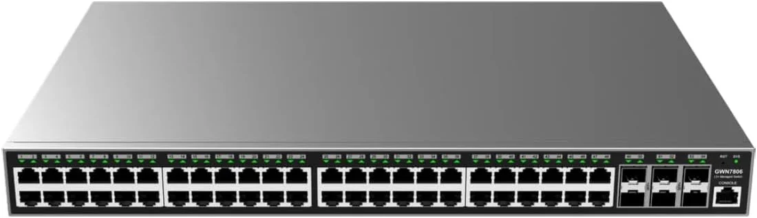 سوئیچ شبکه مدیریتی لایه 2+ گرنداستریم، 48 پورت گیگ اترنت، 6 پورت SFP+ مدل GWN7806