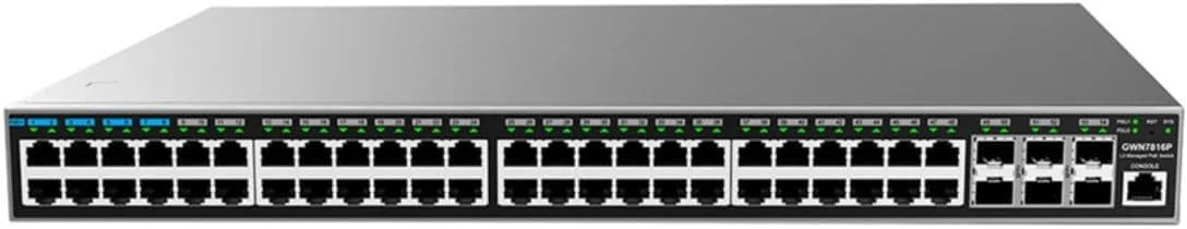 سوئیچ شبکه PoE مدیریتی لایه 3 گرنداستریم، 48 پورت گیگابیتی (40 پورت PoE+، 8 پورت PoE++)، 6 پورت SFP+ مدل GWN7816P