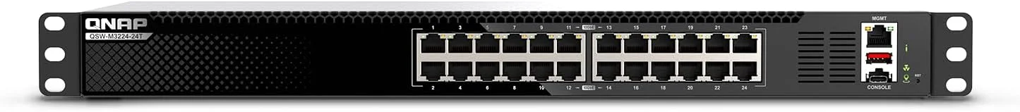 سوئیچ مدیریتی لایه 3 لایت 10GbE کیونپ QSW-M3224-24T-US با 24 پورت و قابلیت نصب در رک 1U