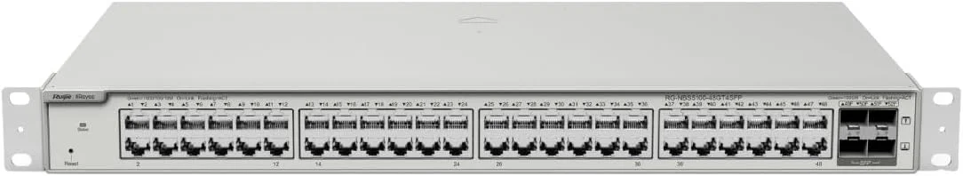سوییچ مدیریتی غیر PoE لایه 3 گیگابیتی 48 پورت Ruijie RG-NBS5100-48GT4SFP با 4 پورت SFP، بدنه فولادی قابل نصب در رک 19 اینچی، مسیریابی استاتیک