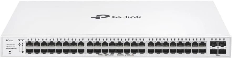 سوییچ مدیریتی هوشمند گیگابیتی 52 پورت TP-Link Festa FS352GP با 48 پورت PoE+ @384W، دارای 4 اسلات SFP، شبکه خود سازماندهی، مسیریابی استاتیک ابری رایگان، Vlan، ACL، LAG