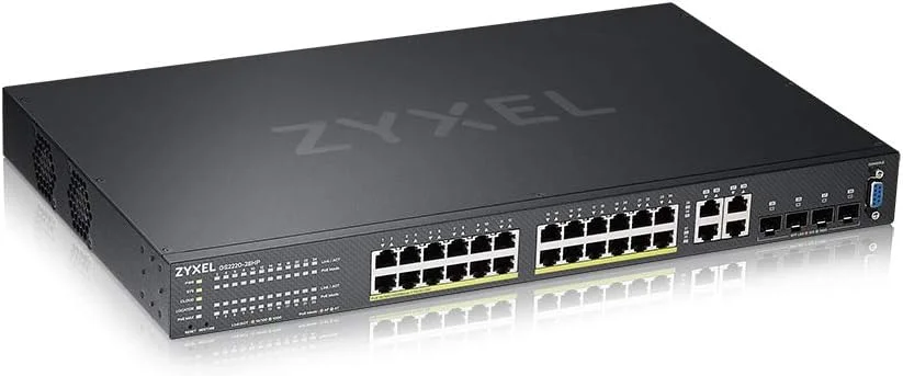 سوئیچ PoE لایه 2 گیگابیتی 24 پورت Zyxel GS2220-28HP با آپلینک و NCCPro یک ساله - منطقه اروپا - سوئیچ - تعداد پورت: