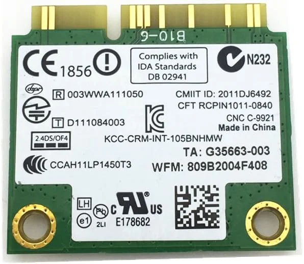 کارت شبکه وایرلس N مدل Intel 105 105BNHMW مینی PCIe نیمه کارت 04w3772 برای M92SZ EDGE72