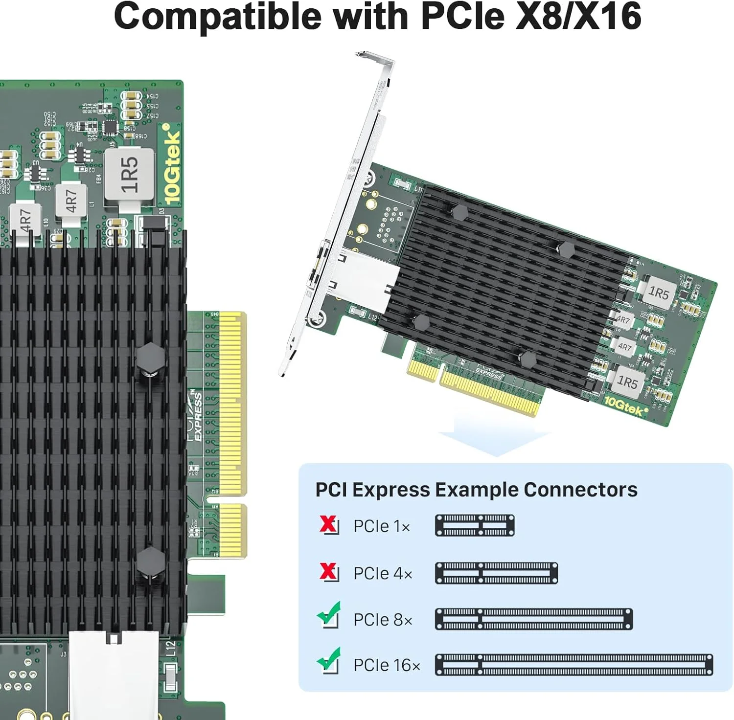 کارت شبکه 10Gb PCI-E، تک پورت مسی RJ45، با کنترلر Intel X540-BT1، آداپتور اترنت PCI Express LAN، پشتیبانی از Windows Server/Windows/Linux/ESX، قابل مقایسه با Intel X540-T1