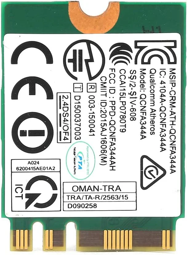 کارت شبکه کوچک، کارت شبکه بی سیم دو بانده 1200 مگابیت بر ثانیه QCNFA344A WiFi با تراشه بلوتوث، مدل ماژول بی سیم با رابط NGFF M2 برای ویندوز