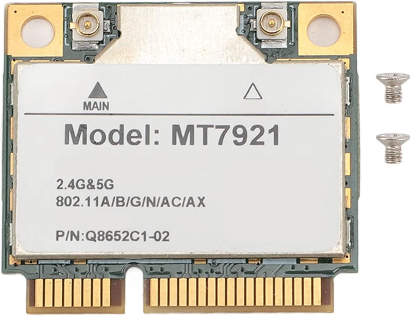 کارت شبکه وایرلس مدل Wi Fi6، فرکانس 5 گیگاهرتز 1200 مگابیت بر ثانیه و 2.4 گیگاهرتز 574 مگابیت بر ثانیه، رابط PCIE 5.2، آداپتور کارت شبکه WL با رابط Mini PCIE برای ویندوز 10 و 11