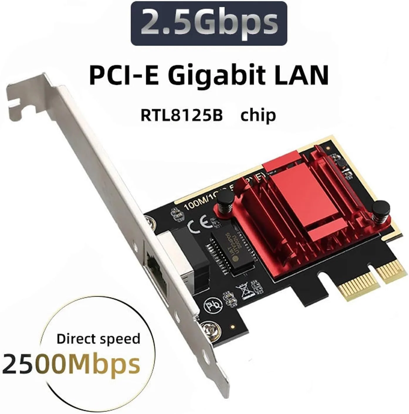 کارت شبکه 2.5Gbps PCIE به RJ45 گیگابیتی اترنت 10/100/2500Mbps تراشه RTL8125B برای کامپیوتر رومیزی