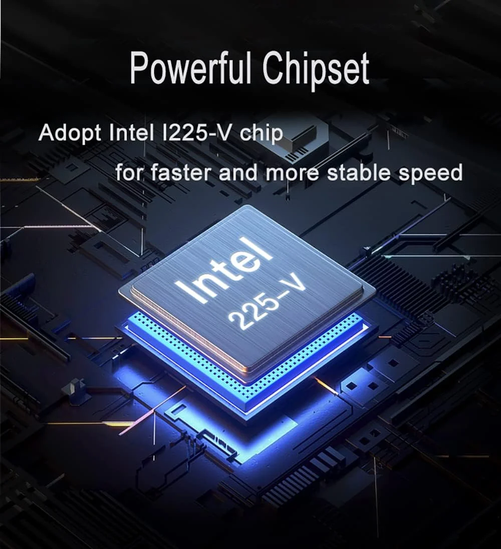 آداپتور شبکه دوگانه PCIe 3.1 2.5GBase-T C&N با کارت شبکه اترنت گیگابیتی Intel I225-V 2500/1000/100Mbps PCI Express RJ45 LAN برای ویندوز 10/11 با براکت کم ارتفاع