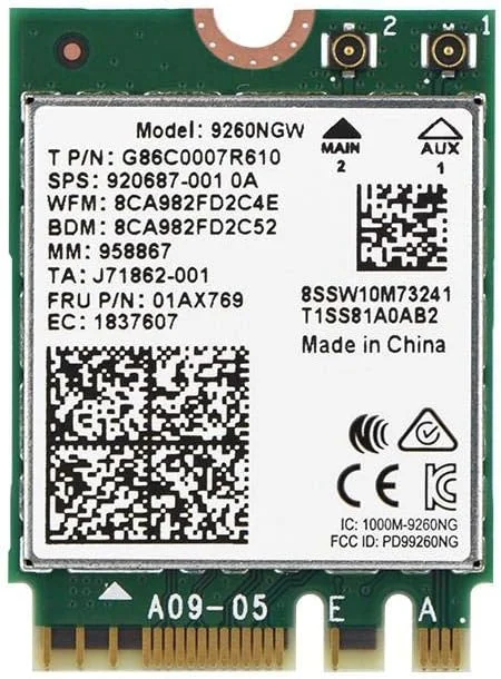 کارت شبکه دو بانده AC 9260NGW 2.4G 5G بلوتوث 5.0 وای فای NGFF M.2 برای لپ تاپ