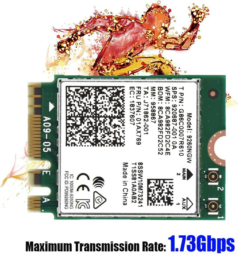 کارت شبکه دو بانده AC 9260NGW 2.4G 5G بلوتوث 5.0 وای فای NGFF M.2 برای لپ تاپ کارت شبکه دو بانده AC 9260NGW 2.4G 5G بلوتوث 5.0 وای فای NGFF M.2 برای لپ تاپ