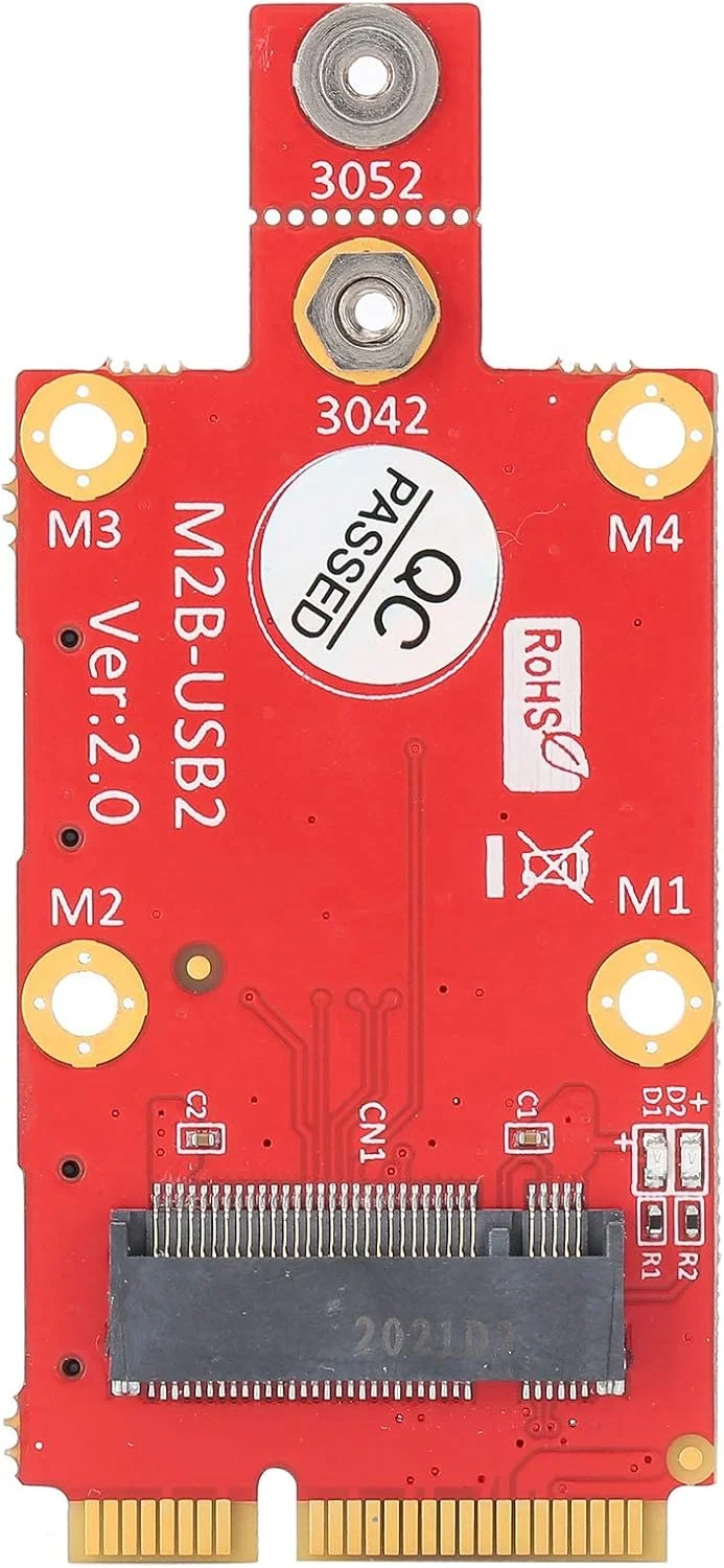 مبدل Mini PCIe به M.2، کارت مبدل 3042/3052 M.2 Key B به Mini PCI-E کارت شبکه بی سیم، پشتیبانی از اتصال دهنده سیم کارت فشاری، برای لپ تاپ/رومیزی/کامپیوتر