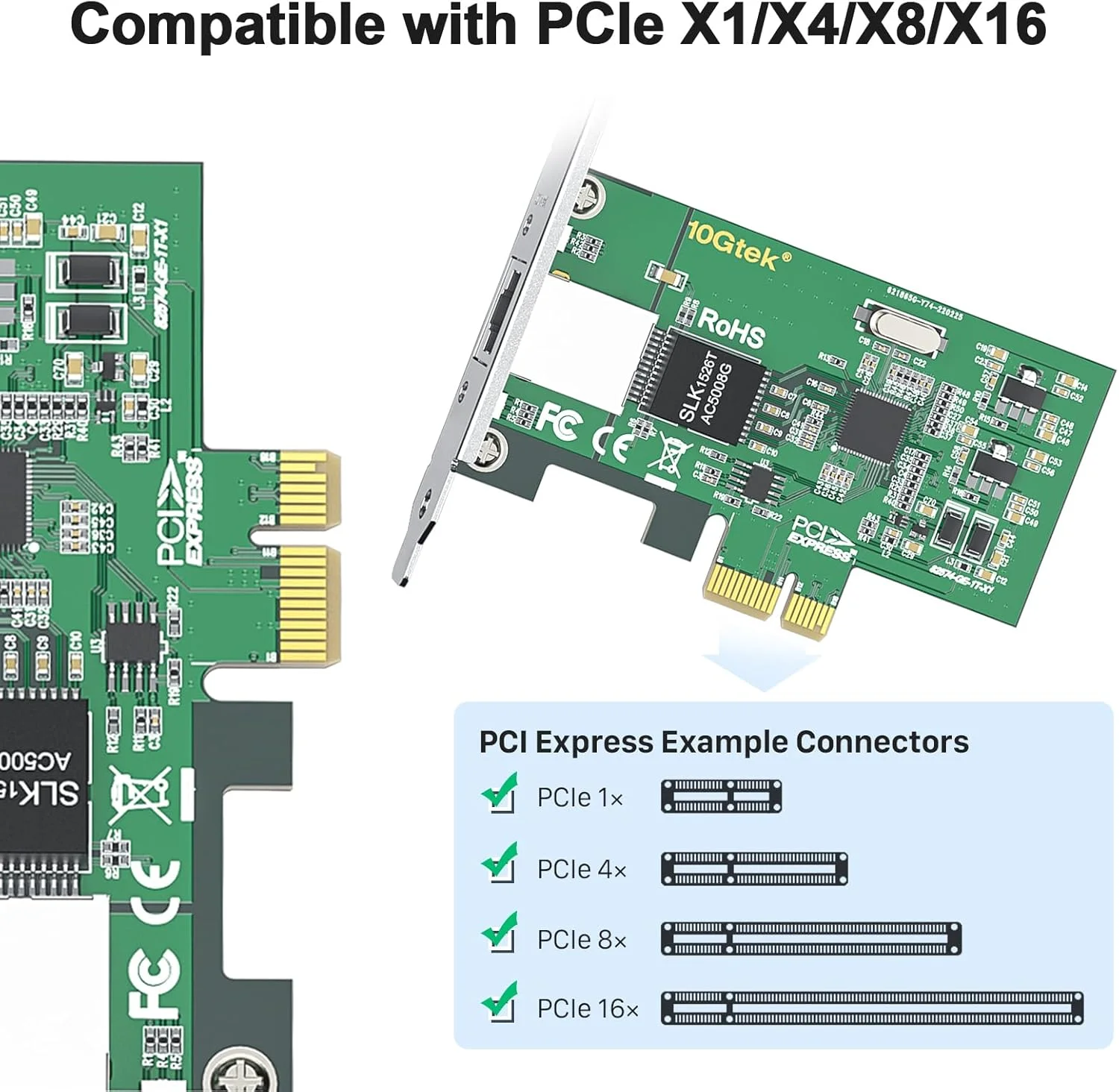 کارت شبکه اترنت گیگابیتی 10/100/1000 مگابیت بر ثانیه، تک پورت مسی RJ45، با تراشه Intel 82574L، مشابه Intel EXPI9301CT/EXPI9301CTBLK NIC، PCIE X1، پشتیبانی از ویندوز/لینوکس