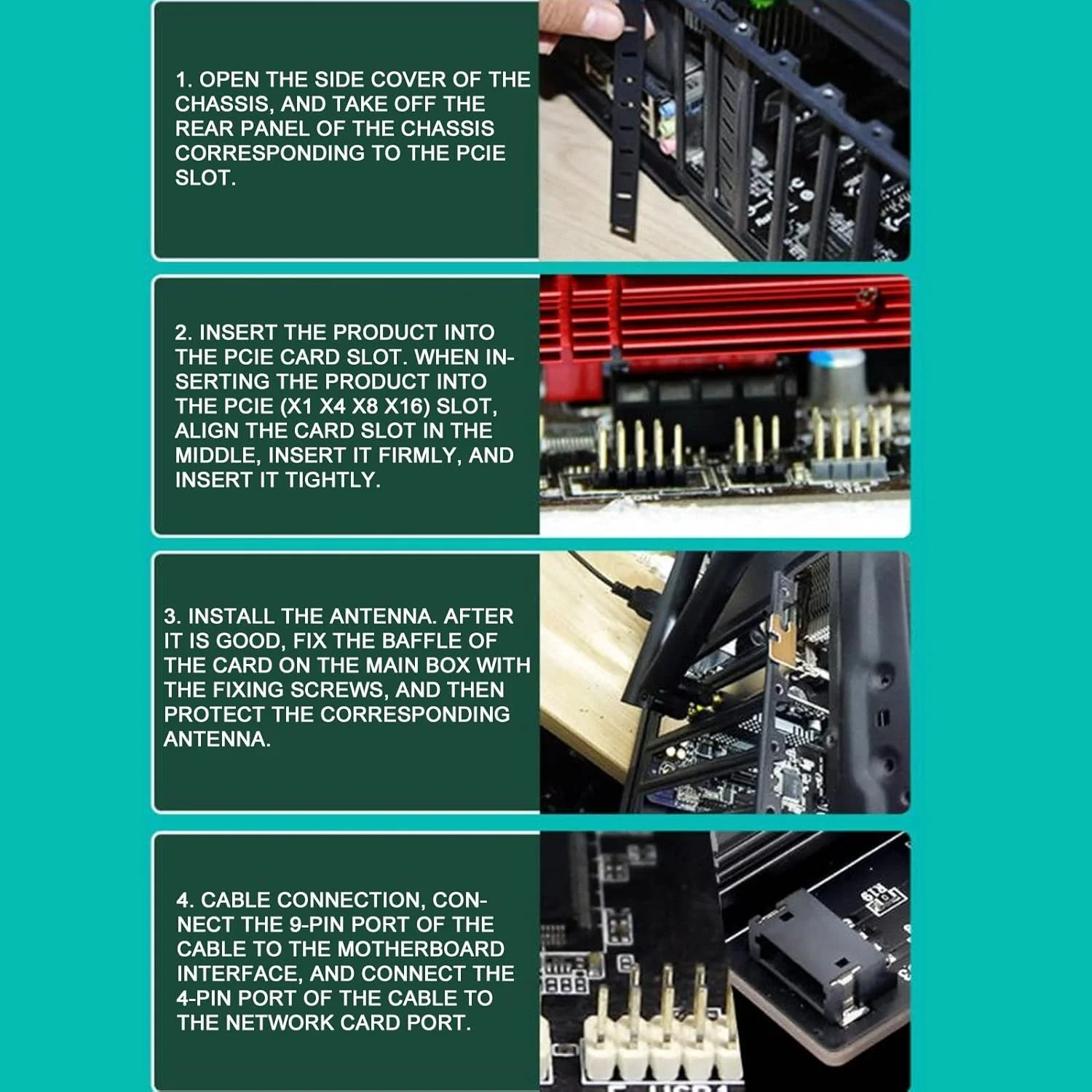 کارت شبکه بی سیم سه بانده 5400Mbps PCIe WiFi 6E، آداپتور PCI Express بی سیم بلوتوث 5.2، آنتن با بهره بالا 6dBi، پشتیبانی از 10 11 64bit کارت شبکه بی سیم سه بانده 5400Mbps PCIe WiFi 6E، آداپتور PCI Express بی سیم بلوتوث 5.2، آنتن با بهره بالا 6dBi، پشتیبانی از 10 11 64bit