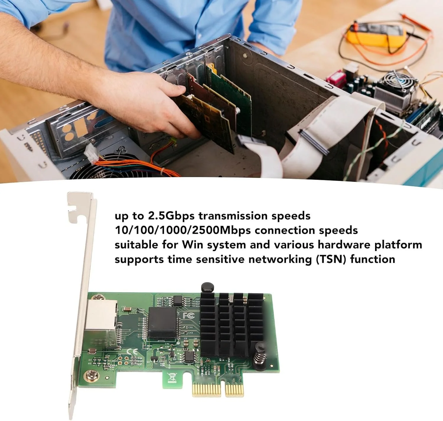 کارت شبکه گیگابیتی Bewinner PCIe، پورت RJ45 با سرعت 10/100/1000/2500 مگابیت بر ثانیه، آداپتور اترنت PCI Express، آداپتور شبکه سرور برای سیستم های دسکتاپ