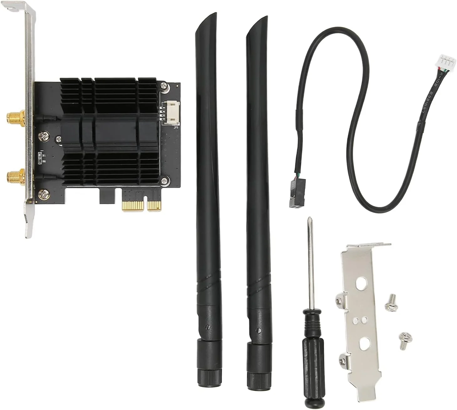 کارت وای فای PCIe برای کامپیوتر، بلوتوث 4.2 AC1300Mbps دو بانده (2.4GHz 5.8GHz)، کارت وای فای رومیزی برای استریم و گیمینگ، پشتیبانی از PCIE X1, X4, X8, X16