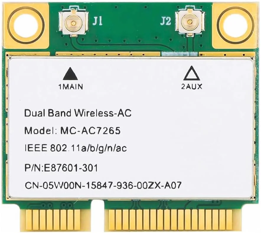 کارت شبکه وای فای دو بانده بلوتوث CENPEK PCIE MC-AC7265 2.4G/5G برای لپ تاپ و کامپیوترهای شخصی با سیستم عامل Win7 Win 8 Win 10