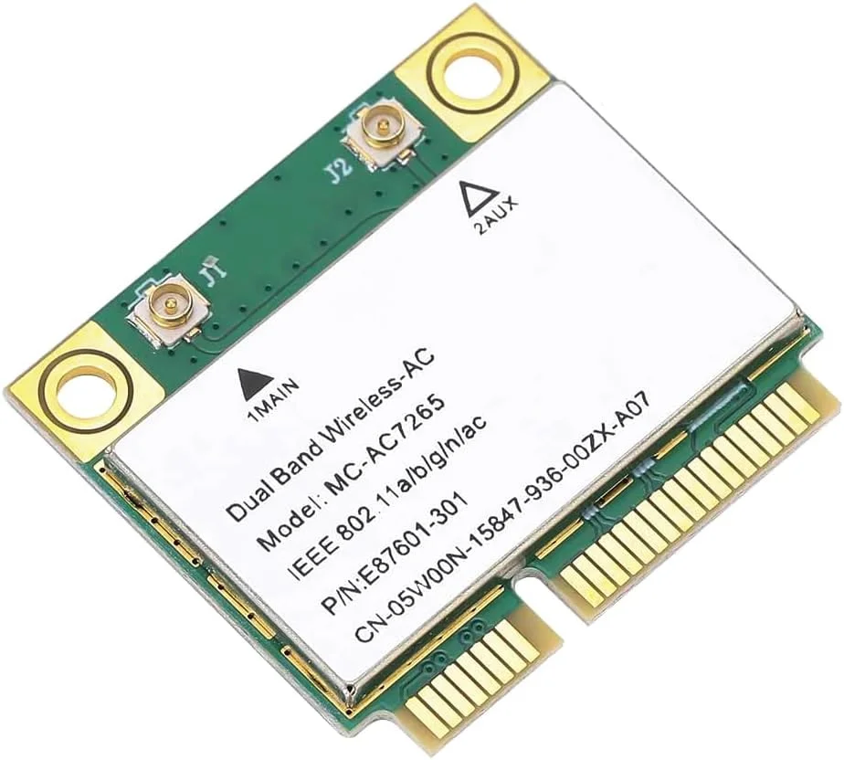 کارت شبکه وای فای دو بانده بلوتوث CENPEK PCIE MC-AC7265 2.4G/5G برای لپ تاپ و کامپیوترهای شخصی با سیستم عامل Win7 Win 8 Win 10