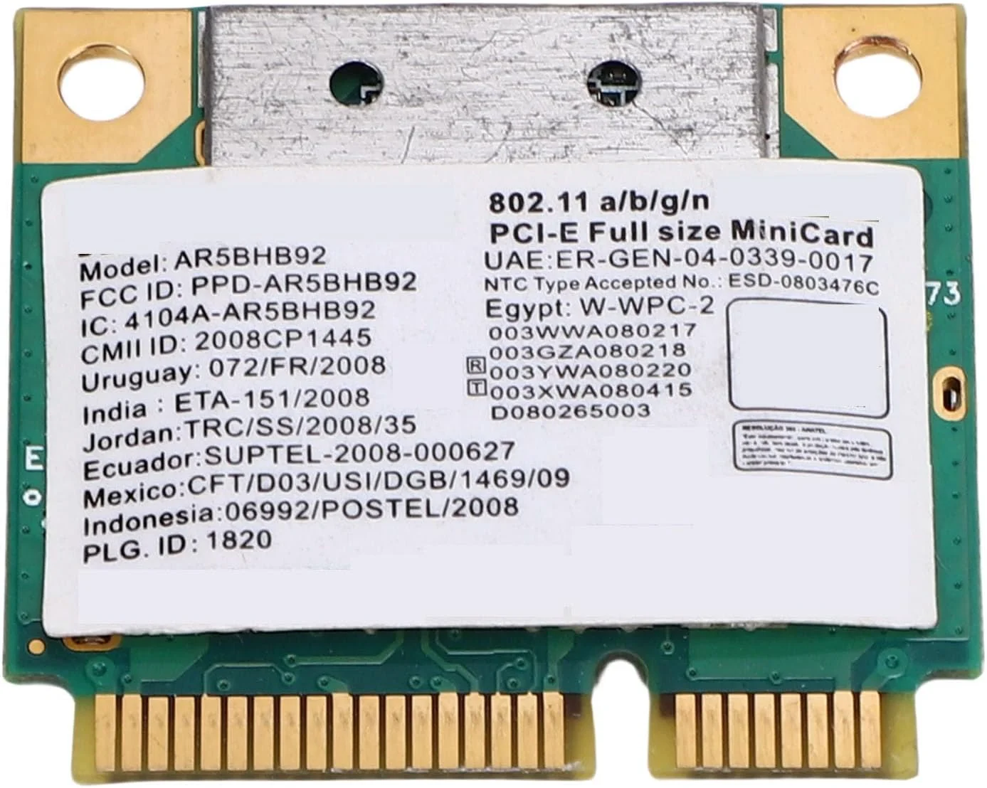 کارت وای فای لپ تاپ PCIE، نصب آسان 300 مگابیت بر ثانیه کارت وایرلس وای فای ولن PCIE با سرعت بالا AR5BXB92 AR9280 برای کامپیوتر