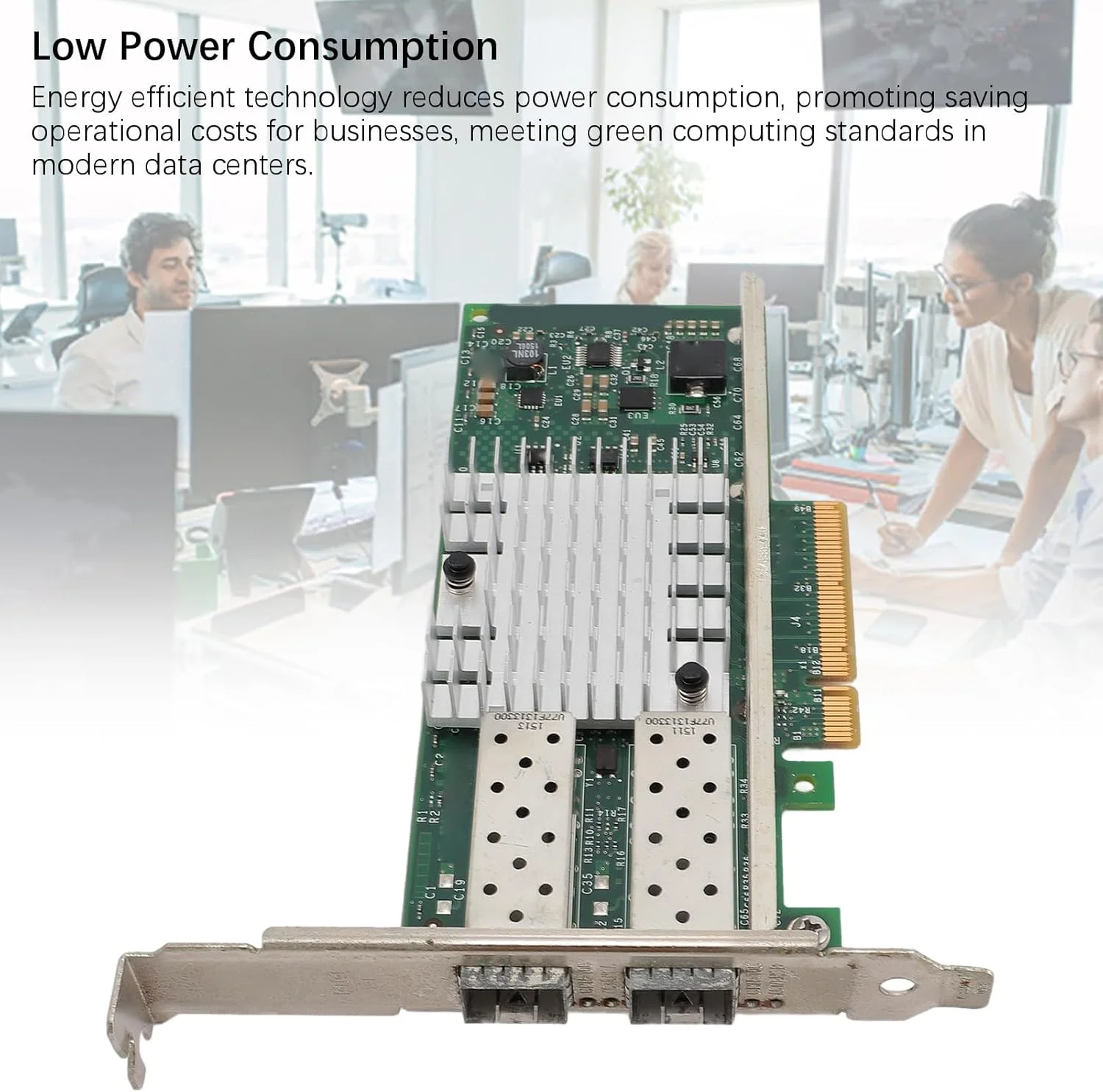 کارت شبکه SFP+ PCI-E با مصرف انرژی پایین Cryfokt، 10 گیگابیت بر ثانیه برای سرور، آداپتور اترنت LAN دو پورت SFP+ PCIE X 8 PCI Express، سرعت بالا + کارت PCIE