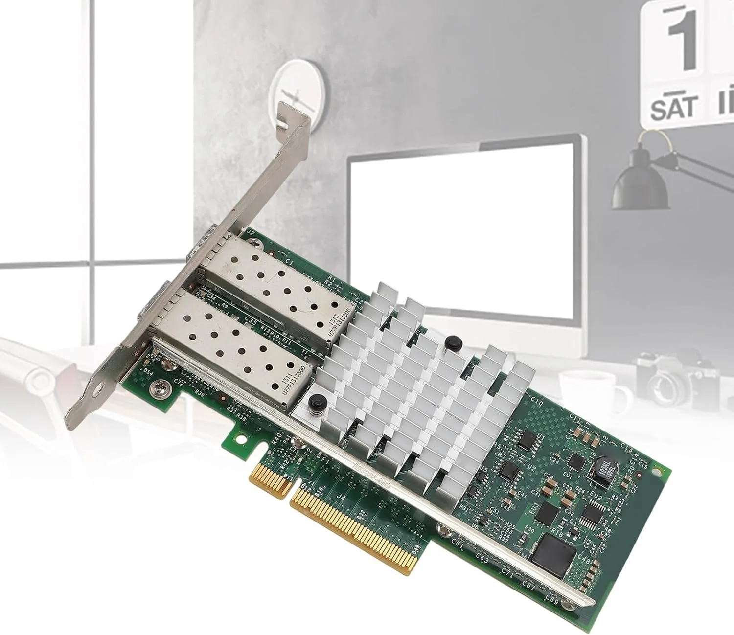 کارت شبکه SFP+ PCI-E با مصرف انرژی پایین Cryfokt، 10 گیگابیت بر ثانیه برای سرور، آداپتور اترنت LAN دو پورت SFP+ PCIE X 8 PCI Express، سرعت بالا + کارت PCIE