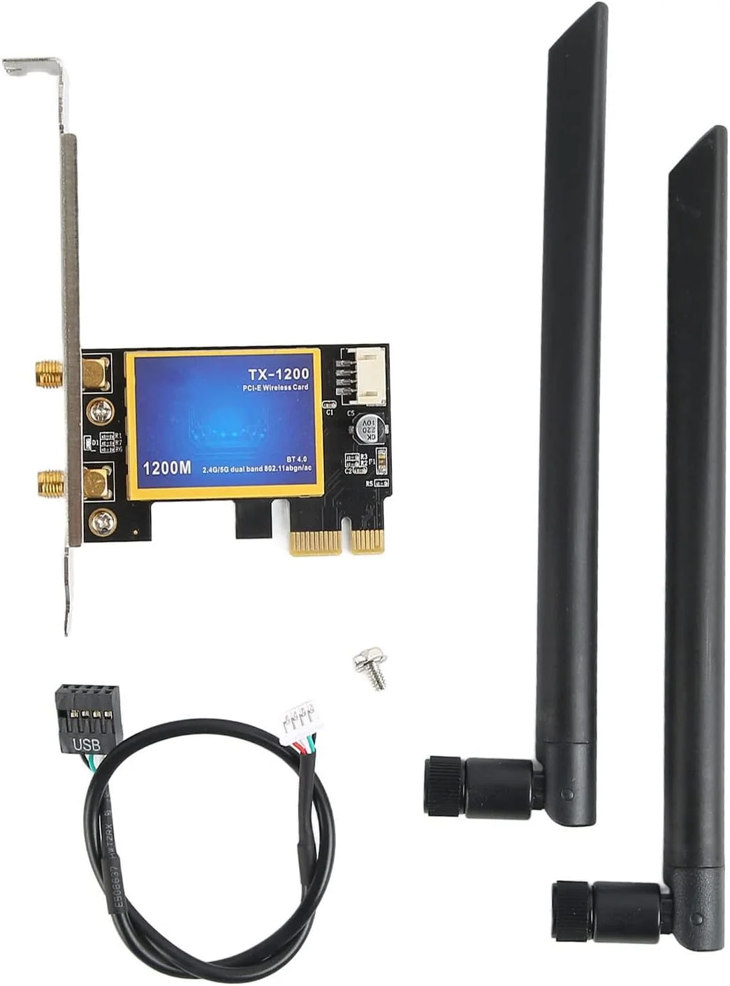 کارت شبکه وای فای PCIE Marhynchus، آداپتور بی سیم دسکتاپ، کارت وای فای 1200 مگابیت بر ثانیه، دو باند 2.4 گیگاهرتز 5 گیگاهرتز 4.0 با آنتن های با بهره بالا برای کامپیوترهای دارای اسلات 7 8 10 PCIE 1X 4X 16X