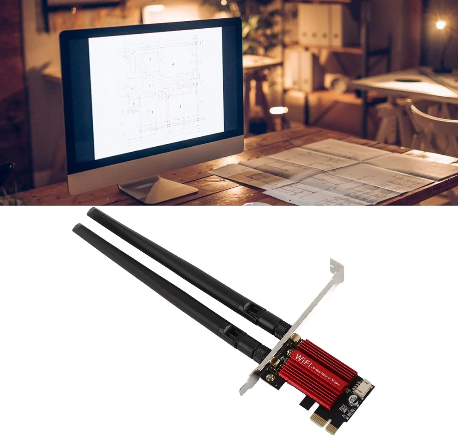 کارت شبکه وای فای دو بانده 1200 مگابیت بر ثانیه Haofy 7265AC Pro PCIE برای 7، 8، 10، 11، ایده آل برای اتصال بی سیم پایدار و انتقال داده