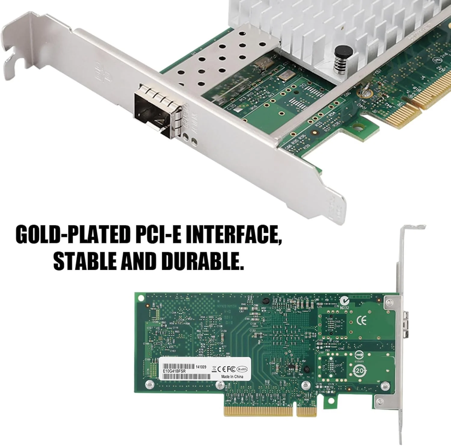 کارت شبکه گیگابیتی OVAQUIXI، کارت PCI-E، آداپتور اترنت تک پورت 10 گیگابیت بر ثانیه SFP+ برای ایستگاه کاری و سرور