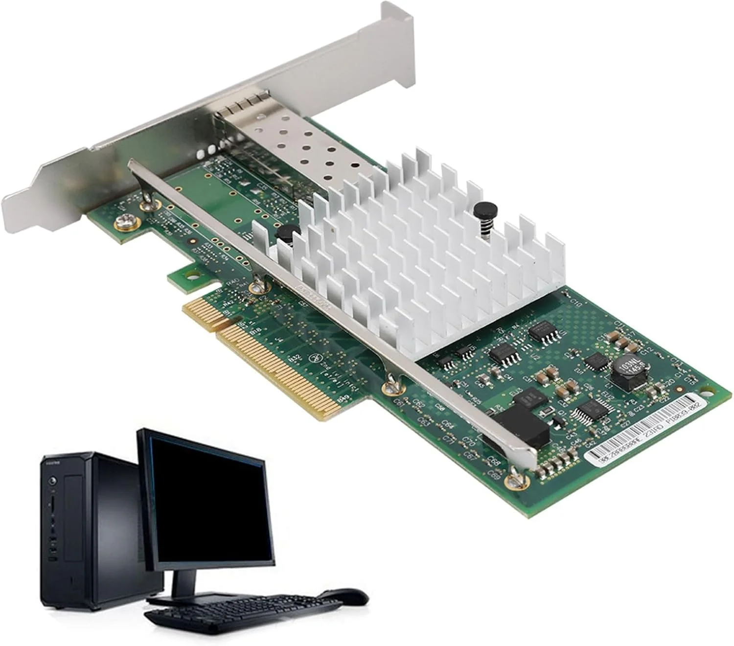 کارت شبکه گیگابیتی OVAQUIXI، کارت PCI-E، آداپتور اترنت تک پورت 10 گیگابیت بر ثانیه SFP+ برای ایستگاه کاری و سرور