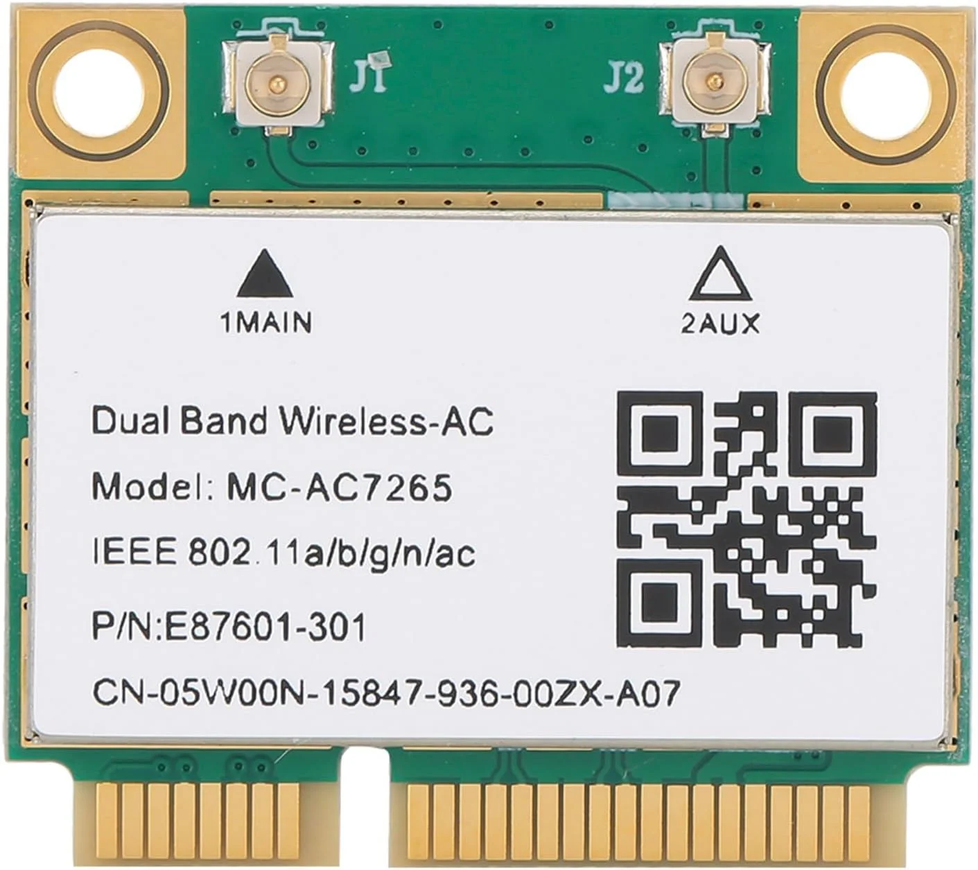 کارت شبکه وایرلس Ejoyous PCIE مدل MC-AC7265، آداپتور کارت شبکه WLAN دو بانده 2.4G/5G بلوتوث و WiFi برای لپ تاپ، نوت بوک و کامپیوترهای شخصی با سیستم عامل Win7، Win 8 و Win 10