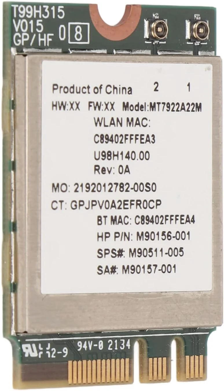 کارت شبکه برای کامپیوتر، کارت اترنت PCIE با سرعت بالای 2400 مگابیت بر ثانیه، 2.4G 5G 802.11AX M.2 NGFF BT 5.2 آداپتور NIC به همراه پیچ و آداپتور PCIE