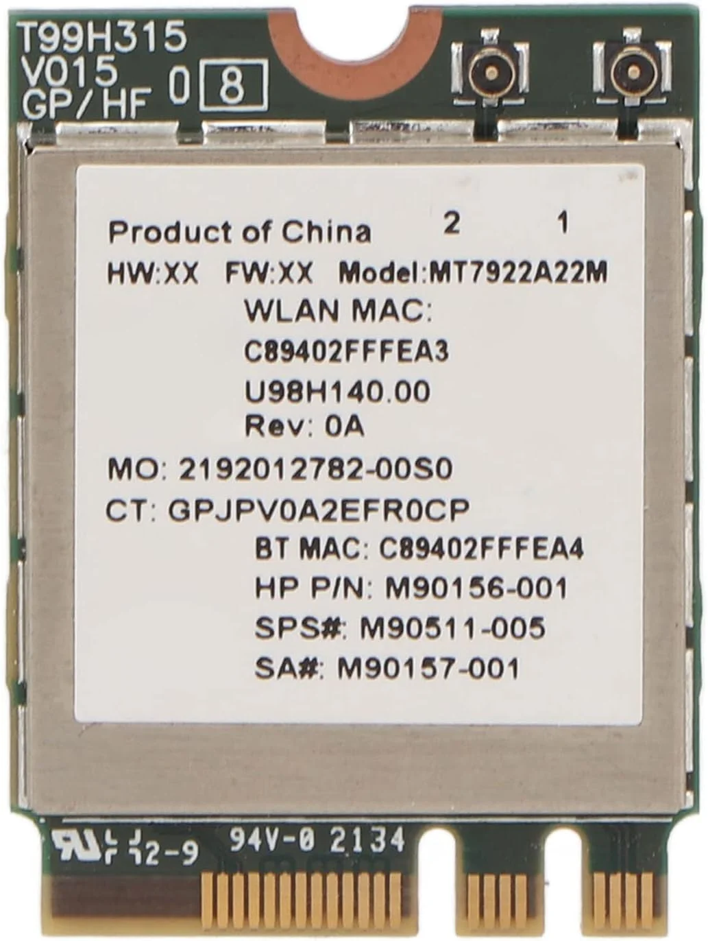 کارت شبکه برای کامپیوتر، کارت اترنت PCIE با سرعت بالای 2400 مگابیت بر ثانیه، 2.4G 5G 802.11AX M.2 NGFF BT 5.2 آداپتور NIC به همراه پیچ و آداپتور PCIE