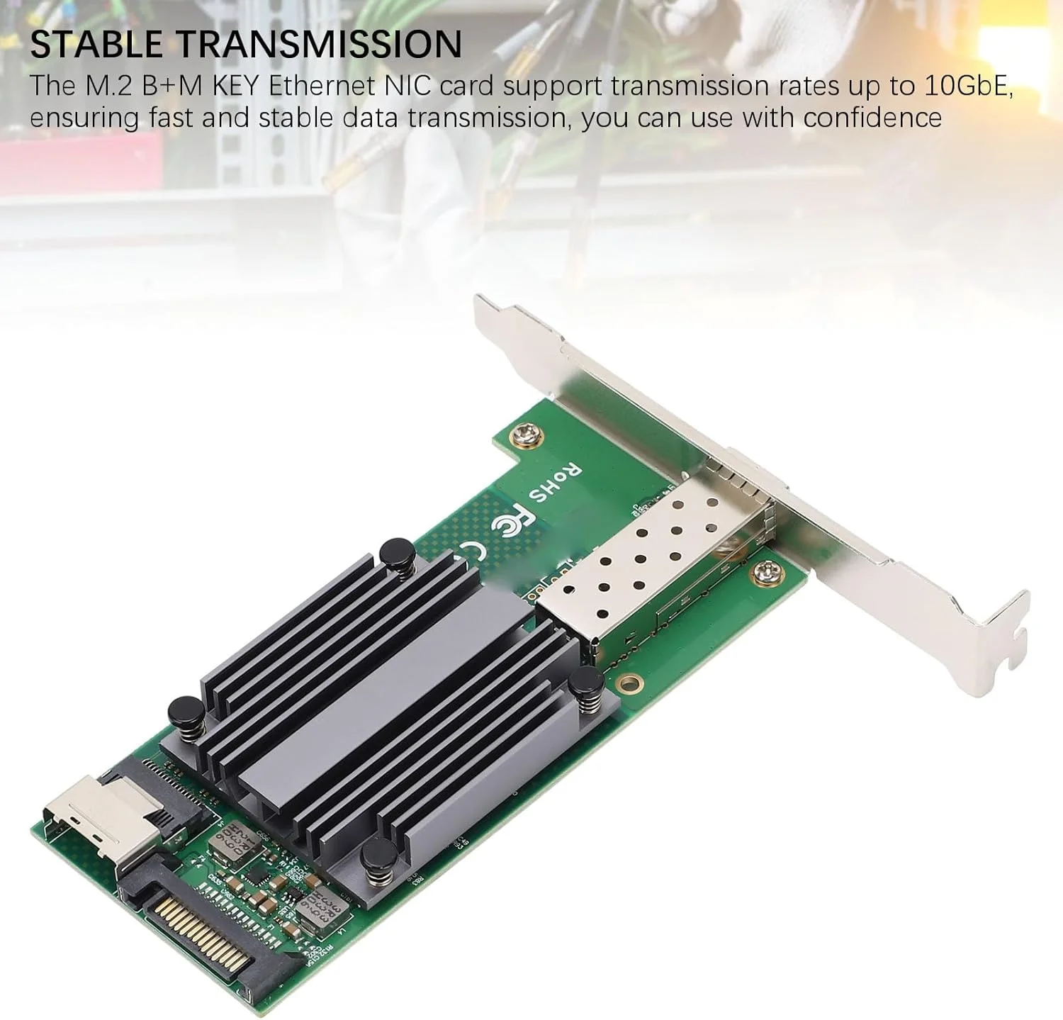 کارت شبکه M.2 به اترنت 10 گیگابیتی، 82599-1SFP M.2 به 10G 10Gbps فیبر نوری NIC، کارت شبکه M.2 به 10Gb B + M KEY 82599‑1 SFP کارت شبکه سرور کنترل صنعتی